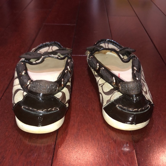 Coach Carisa Brown monogram patent flat loafer signature C pattern grosgrain - Picture 7 of 8
